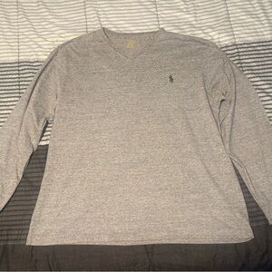 Polo Ralph Lauren Gray Long Sleeve V-Neck Shirt